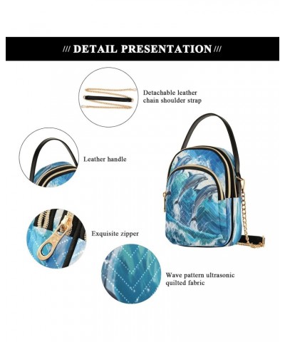 Quilted Crossbody Bags for Women,Beautiful Dolphins Jumped Women's Crossbody Handbags Small Travel Purses Phone Bag $11.65 Cr...