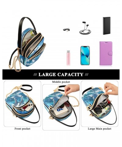 Quilted Crossbody Bags for Women,Beautiful Dolphins Jumped Women's Crossbody Handbags Small Travel Purses Phone Bag $11.65 Cr...