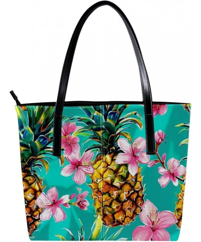 Tote Bags, Large Tote Bag, Tote Bag with Zipper, Tropical Fruit Pineapple Cartoon, Womens Tote Bag Design 5099 $24.50 Totes