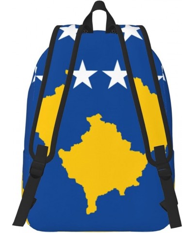 Flag Of Kosovo Print Unisex Canvas Bag Canvas Shoulder Pouch Pack Lightweight Backpack For Woman Lady Black Medium $24.19 Bac...