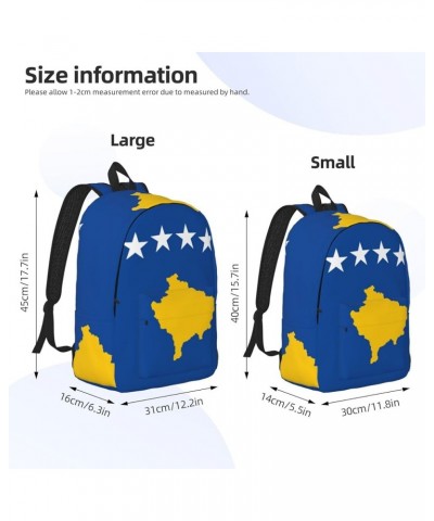 Flag Of Kosovo Print Unisex Canvas Bag Canvas Shoulder Pouch Pack Lightweight Backpack For Woman Lady Black Medium $24.19 Bac...