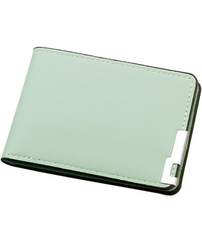 Fashion ID Short Wallet Solid Color Open Purse Card Slots Drivers License Cover Clutch Bag Leather (Blue, One Size) Green One...