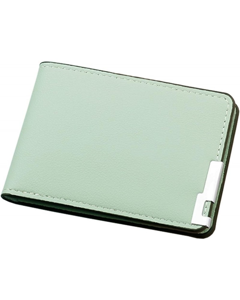 Fashion ID Short Wallet Solid Color Open Purse Card Slots Drivers License Cover Clutch Bag Leather (Blue, One Size) Green One...