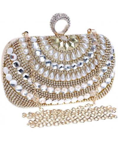 Dinner bag，Women's Pearl Flash Clutch Dress Banquet Bag Party Bag Scrub Curved Mini Wallet banquet bag $50.68 Evening Bags