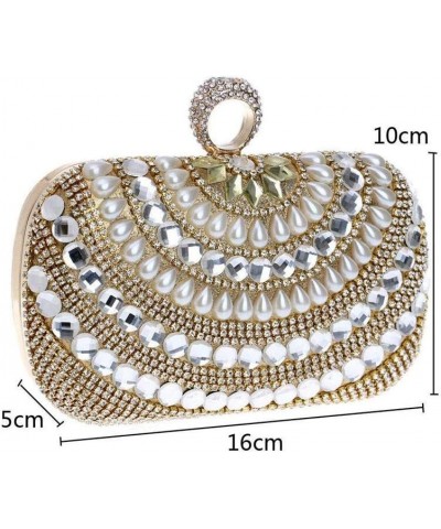 Dinner bag，Women's Pearl Flash Clutch Dress Banquet Bag Party Bag Scrub Curved Mini Wallet banquet bag $50.68 Evening Bags