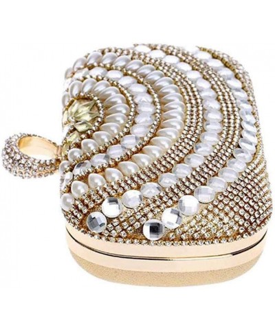 Dinner bag，Women's Pearl Flash Clutch Dress Banquet Bag Party Bag Scrub Curved Mini Wallet banquet bag $50.68 Evening Bags