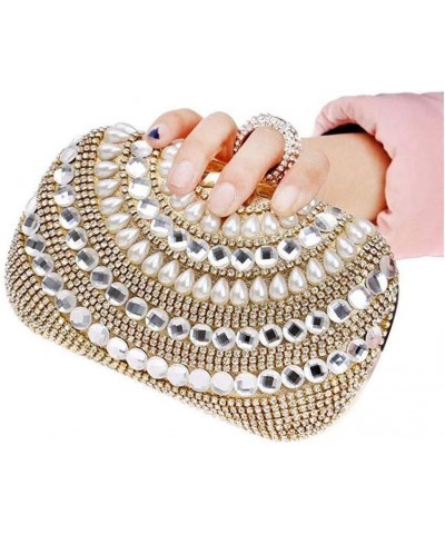 Dinner bag，Women's Pearl Flash Clutch Dress Banquet Bag Party Bag Scrub Curved Mini Wallet banquet bag $50.68 Evening Bags