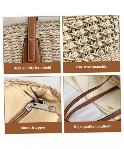 Straw Bag Large Capacity Straw Beach Bag Durable Tote Bag with Zipper Summer Woven Bag Beach Bags For Women Beige $9.90 Totes