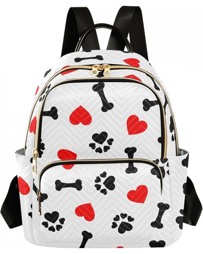 Paw Print Heart Backpack Purse for Women Fashion Small Mini Backpack Daypacks Purse Back Pack Weekend Bag,S Medium $18.59 Bac...