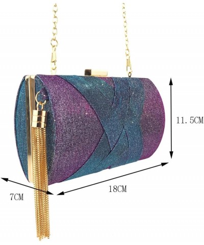 Exquisite lady's clutch dinner bag color-changing satin tassel banquet bag Green $16.81 Evening Bags