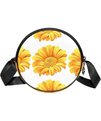 Cute Yellow Sunflower Flowers Pattern Crossbody Bag for Women Teen Girls Round Canvas Shoulder Bag Purse Tote Handbag Bag $12...