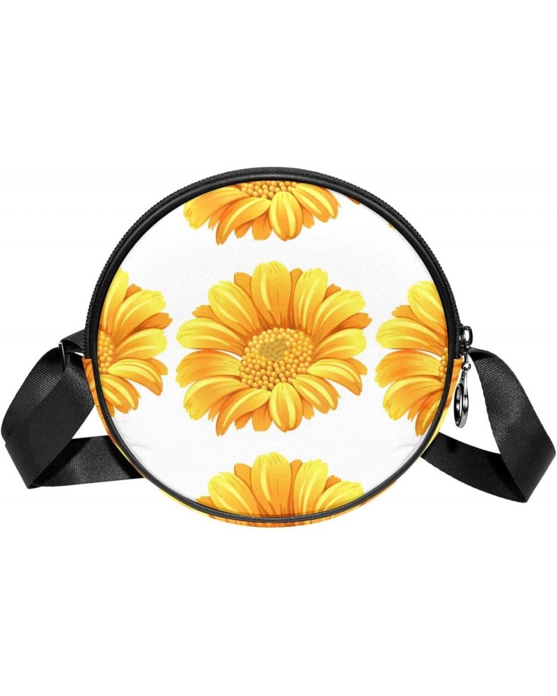 Cute Yellow Sunflower Flowers Pattern Crossbody Bag for Women Teen Girls Round Canvas Shoulder Bag Purse Tote Handbag Bag $12...