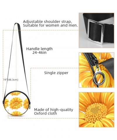 Cute Yellow Sunflower Flowers Pattern Crossbody Bag for Women Teen Girls Round Canvas Shoulder Bag Purse Tote Handbag Bag $12...