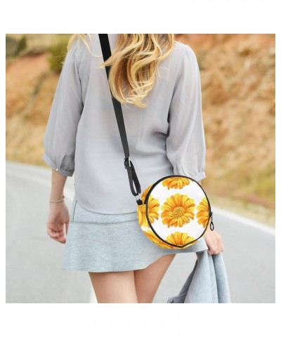 Cute Yellow Sunflower Flowers Pattern Crossbody Bag for Women Teen Girls Round Canvas Shoulder Bag Purse Tote Handbag Bag $12...