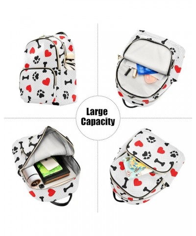 Paw Print Heart Backpack Purse for Women Fashion Small Mini Backpack Daypacks Purse Back Pack Weekend Bag,S Medium $18.59 Bac...