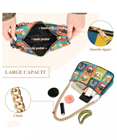 Small Chain Shoulder Bag for Women Cute Cats Hobo Handbags Tote Clutch Bag Ladies Crossbody Bag Purse with Zipper $14.21 Totes