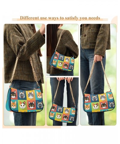 Small Chain Shoulder Bag for Women Cute Cats Hobo Handbags Tote Clutch Bag Ladies Crossbody Bag Purse with Zipper $14.21 Totes