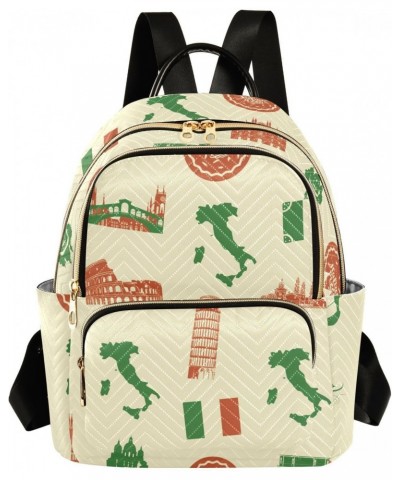 Italian Pizza Map Fashion Backpack Purse for Women Multipurpose Casual Daypack with Multi Pockets & Secured Zipper Anti-Theft...