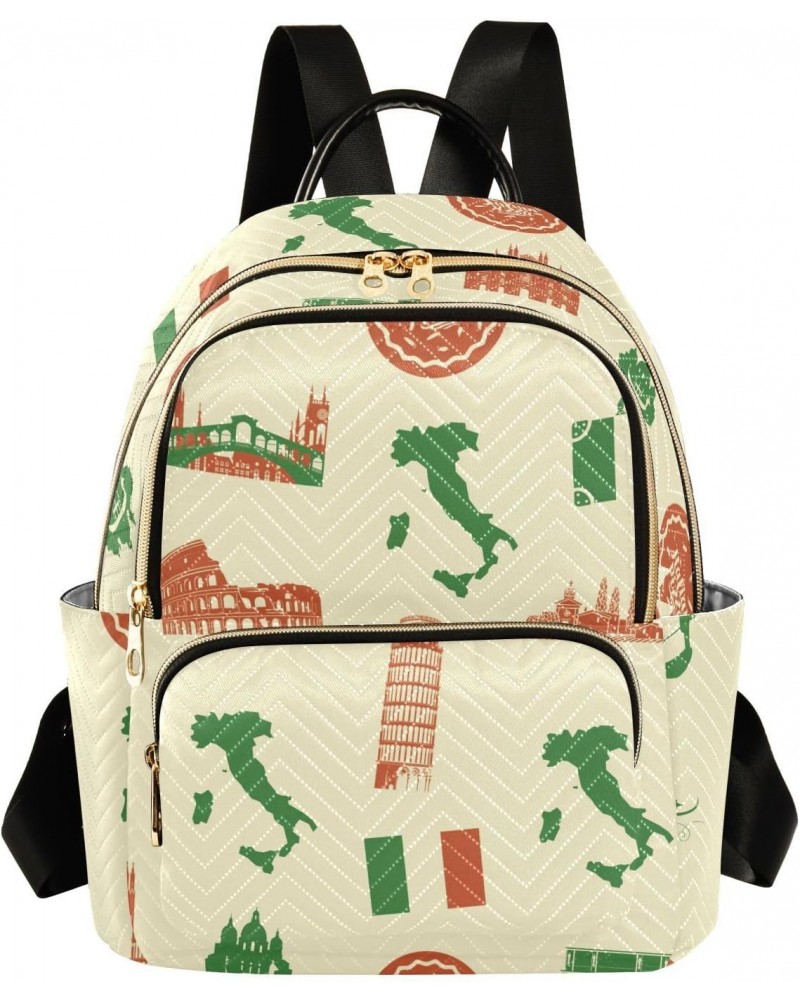 Italian Pizza Map Fashion Backpack Purse for Women Multipurpose Casual Daypack with Multi Pockets & Secured Zipper Anti-Theft...