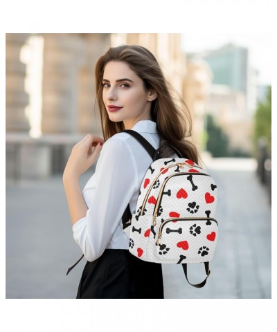 Paw Print Heart Backpack Purse for Women Fashion Small Mini Backpack Daypacks Purse Back Pack Weekend Bag,S Medium $18.59 Bac...