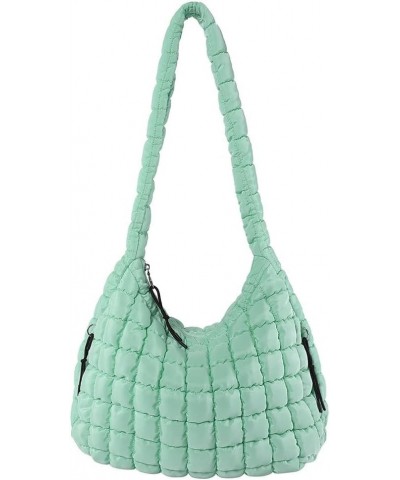 Quilted Crossbody Bag Large Tote Bag Puffy Tote for Women,Lightweight Quilted Tote Bag Padding Hobo Bag Light Green $14.69 Totes