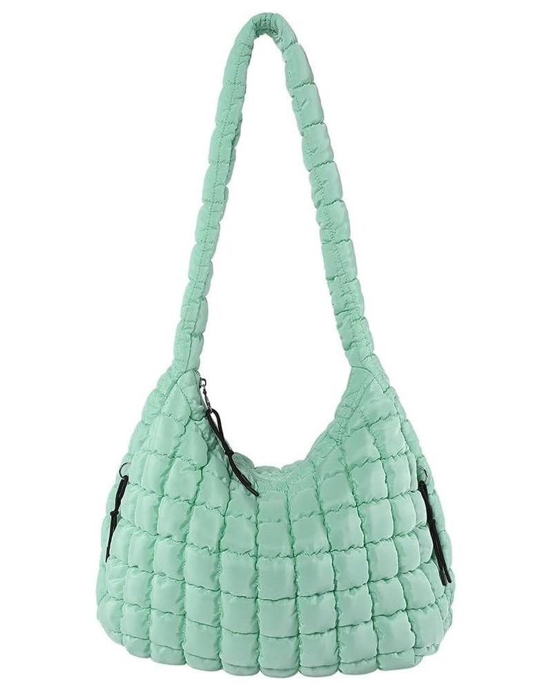 Quilted Crossbody Bag Large Tote Bag Puffy Tote for Women,Lightweight Quilted Tote Bag Padding Hobo Bag Light Green $14.69 Totes