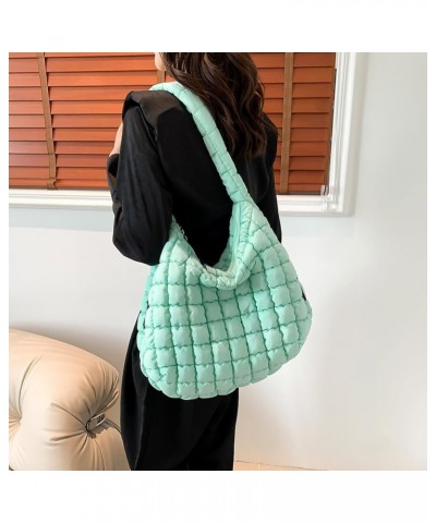 Quilted Crossbody Bag Large Tote Bag Puffy Tote for Women,Lightweight Quilted Tote Bag Padding Hobo Bag Light Green $14.69 Totes