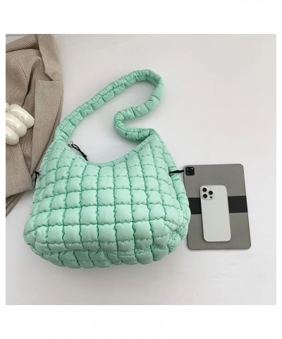 Quilted Crossbody Bag Large Tote Bag Puffy Tote for Women,Lightweight Quilted Tote Bag Padding Hobo Bag Light Green $14.69 Totes