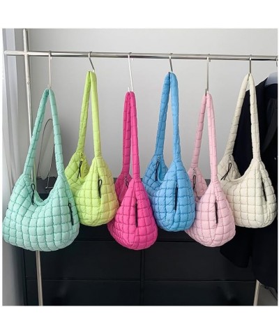 Quilted Crossbody Bag Large Tote Bag Puffy Tote for Women,Lightweight Quilted Tote Bag Padding Hobo Bag Light Green $14.69 Totes