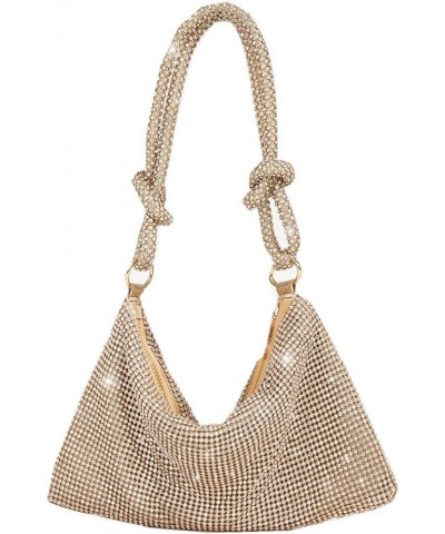 Rhinestone Hobo Bags for Women Chic Evening Handbag Sparkly Crystal Cluth Purse for Party Club Wedding Gold $12.69 Evening Bags