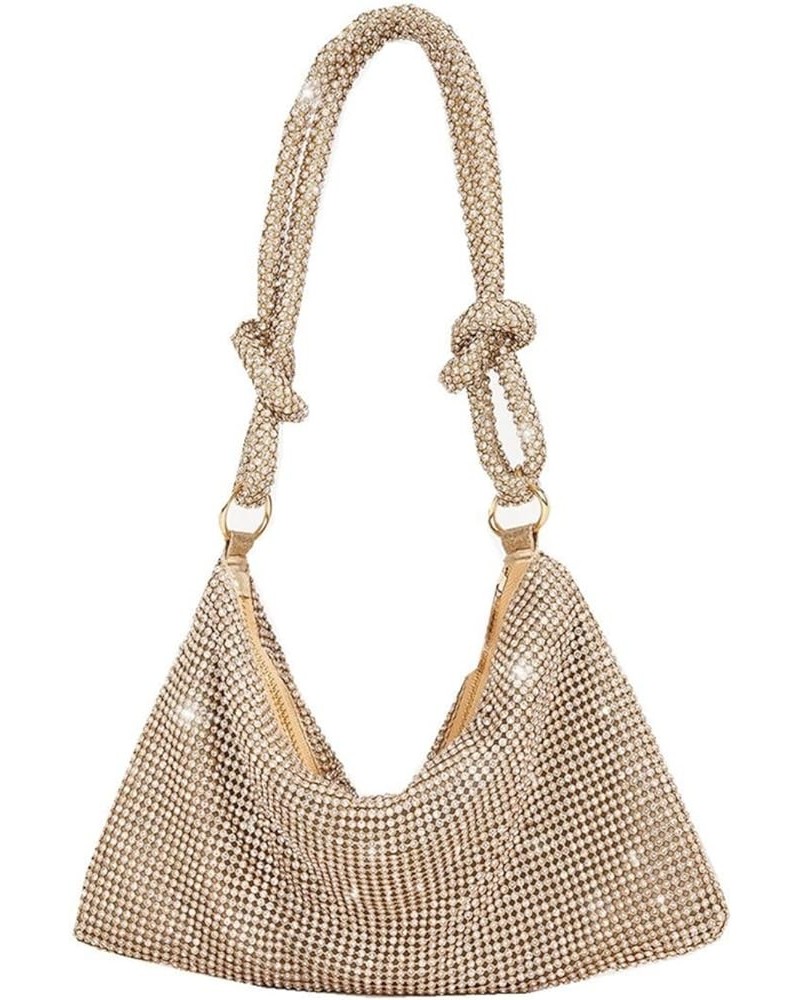 Rhinestone Hobo Bags for Women Chic Evening Handbag Sparkly Crystal Cluth Purse for Party Club Wedding Gold $12.69 Evening Bags