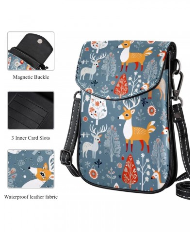 Faux Leather Crossbody Bag for Women, Messenger Bag, Shoulder Bag, winter pattern forest and animal $11.96 Crossbody Bags