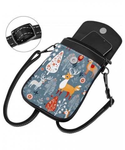 Faux Leather Crossbody Bag for Women, Messenger Bag, Shoulder Bag, winter pattern forest and animal $11.96 Crossbody Bags