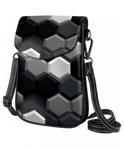 Crossbody Bags for Women,Crossbody Bag Men,Small Sling Bag,Black and White Hexagon,Crossbody Purse $12.17 Crossbody Bags