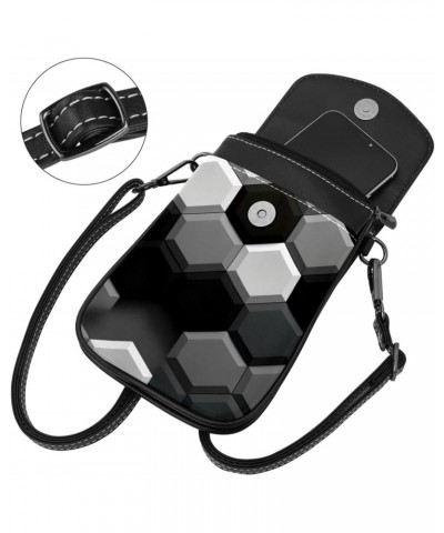 Crossbody Bags for Women,Crossbody Bag Men,Small Sling Bag,Black and White Hexagon,Crossbody Purse $12.17 Crossbody Bags