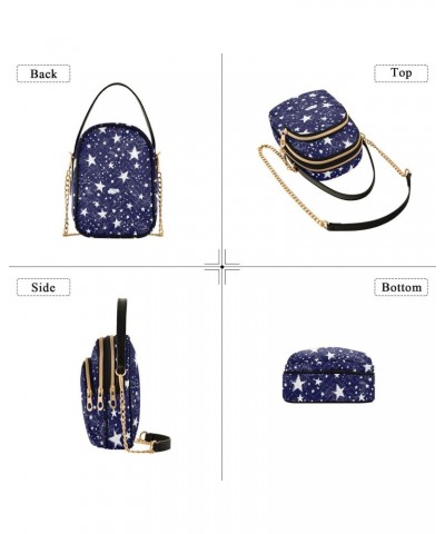 Cute Cartoon Star Cloud Pattern Quilted Crossbody Bag for Women, Small Cell Phone Bag Shoulder Handbags Purse with Leather St...