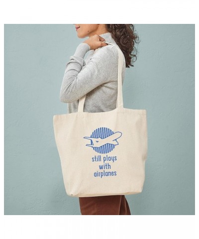 Airplane Proud Mom Tote Bag Natural Canvas Tote Bag, Cloth Shopping Bag Still Plays With Airplanes Tote Bag $9.59 Travel Gear