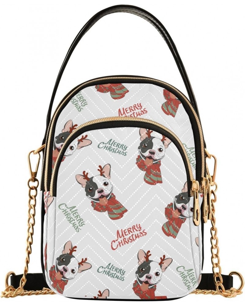 French Bulldog with Deer Horns Design Crossbody Bags Shoulder Bag for Women Stylish Ladies Messenger Bags Cell Phone Purse an...