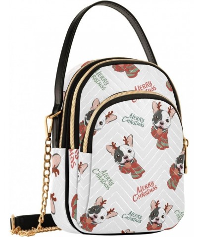 French Bulldog with Deer Horns Design Crossbody Bags Shoulder Bag for Women Stylish Ladies Messenger Bags Cell Phone Purse an...