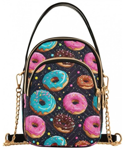 Small Crossbody Bags for Women Pink Blue Donut Pattern Cell Phone Purse Wallet Lightweight Shoulder Handbag for Ladies $16.23...