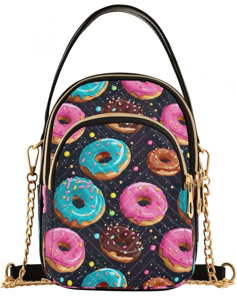 Small Crossbody Bags for Women Pink Blue Donut Pattern Cell Phone Purse Wallet Lightweight Shoulder Handbag for Ladies $16.23...