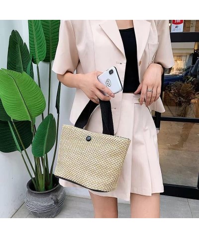 Women Straw Handbag Summer Beach Rattan Tote Bag Crossbody Shoulder Top Handle Handbag Handmade Purse Light Phone Bag (Color ...