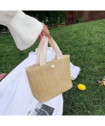 Women Straw Handbag Summer Beach Rattan Tote Bag Crossbody Shoulder Top Handle Handbag Handmade Purse Light Phone Bag (Color ...