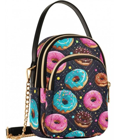 Small Crossbody Bags for Women Pink Blue Donut Pattern Cell Phone Purse Wallet Lightweight Shoulder Handbag for Ladies $16.23...