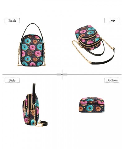 Small Crossbody Bags for Women Pink Blue Donut Pattern Cell Phone Purse Wallet Lightweight Shoulder Handbag for Ladies $16.23...