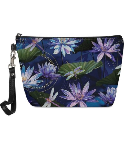 Comestic Make Up Totes with Zipper,Blue Dragonfly Design Comestic Storage Pouch for Ladies Girls,PU Leather Money Credit Card...