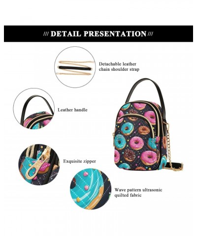 Small Crossbody Bags for Women Pink Blue Donut Pattern Cell Phone Purse Wallet Lightweight Shoulder Handbag for Ladies $16.23...