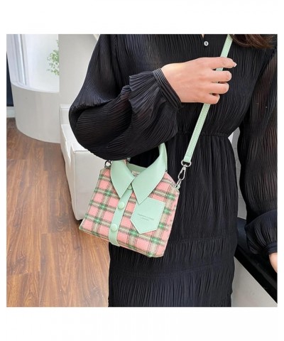 Women's Shoulder Bag Small Grid Hand Bag Casual Crossbody Bag Korean Fashion Personalized Clothing Bag Women's Tote Bag Pink ...