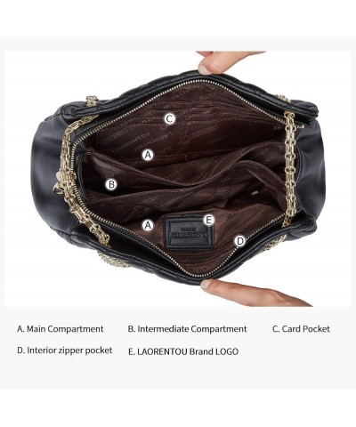 Cowhide Shoulder Bag for Women Leather Small Satchel Crossbody Bag Quilted Purses With Chain Strap 001 Black $24.00 Satchels