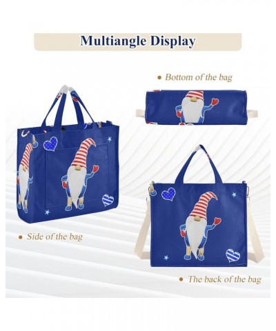 Independence Day Gnome Design Element Women's Tote Handbags Top Handle Satchel Shoulder Bag Crossbody Bag S $16.82 Totes